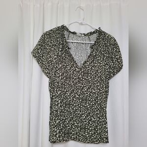 Gap Splitneck Print Flutter Sleeve Top - NWOT